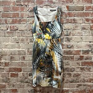 Black Halo Tropical Palm Print‎ Sheath Dress Size 4